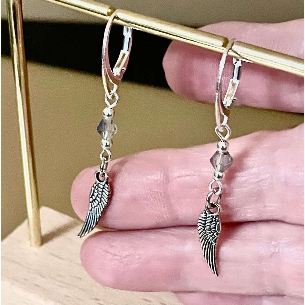 Silver wing earrings